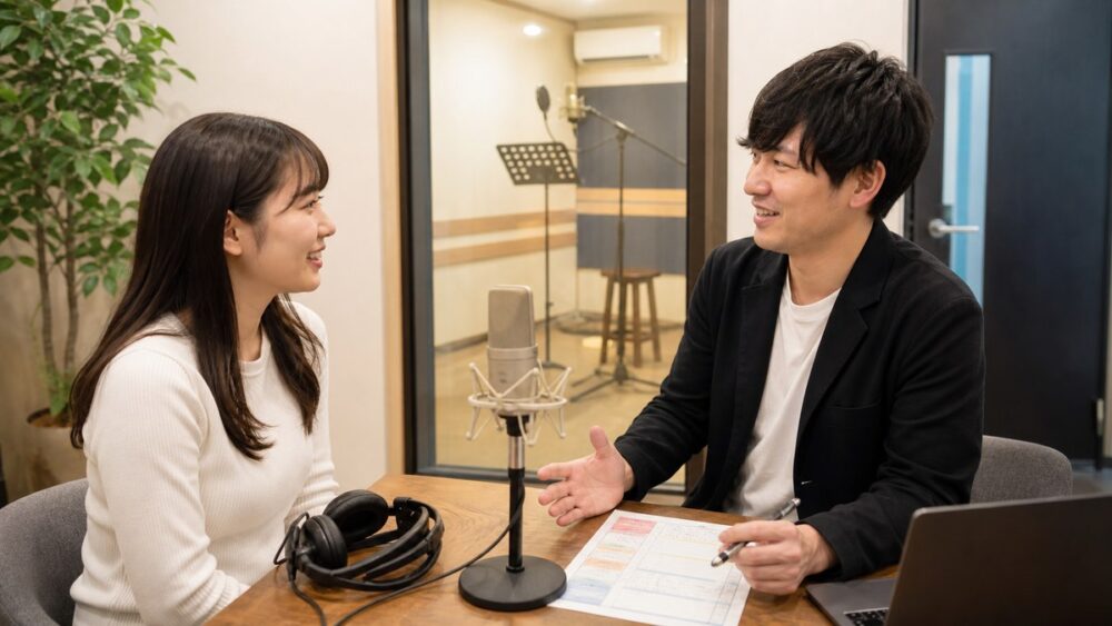 特待生制度や学費サポートを相談する声優志望者の写真