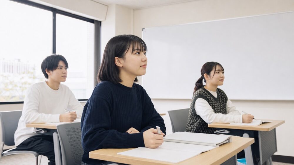 声優養成所のコース別レッスン内容を教室で学ぶ受講生のイメージ写真