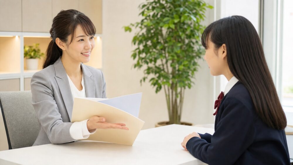 声優養成所の所属先事務所や進路について相談する声優志望者のイメージ写真