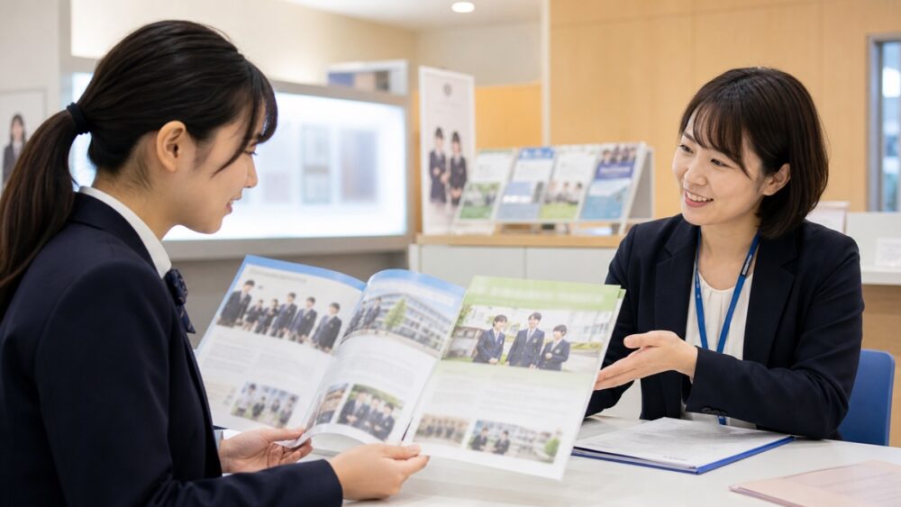 学費サポート制度を相談する生徒と保護者
