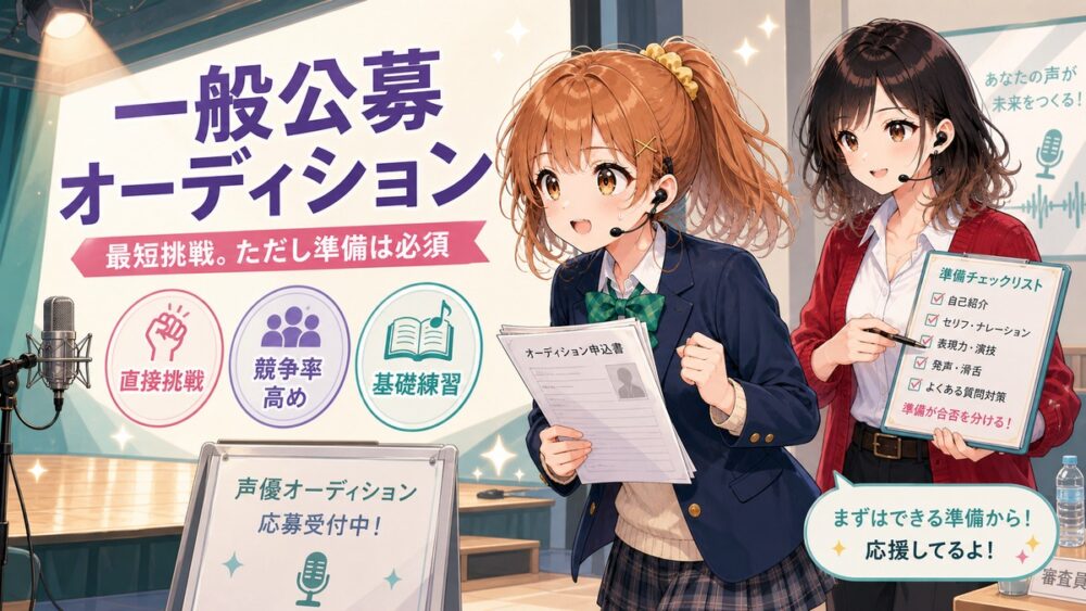 一般公募オーディションへ応募して審査に挑戦する流れのイメージ画像