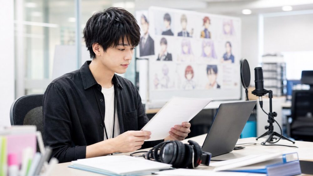 声優の仕事ごとの収入差を仕事資料で確認するイメージ写真