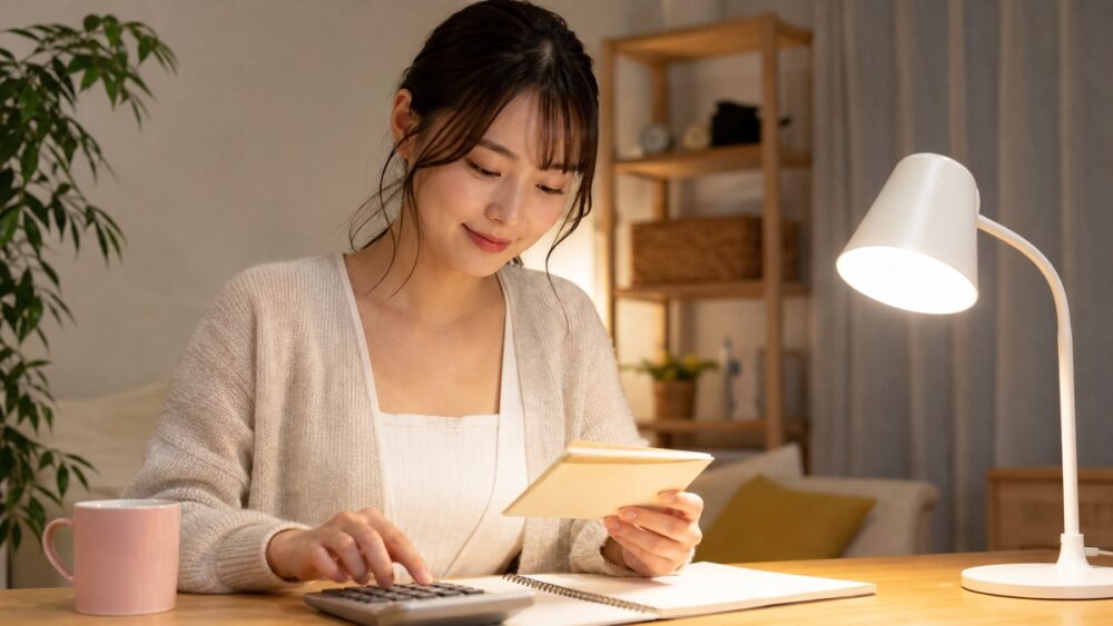 給料から声優レッスン費用の資金計画を立てる社会人女性のイメージ写真