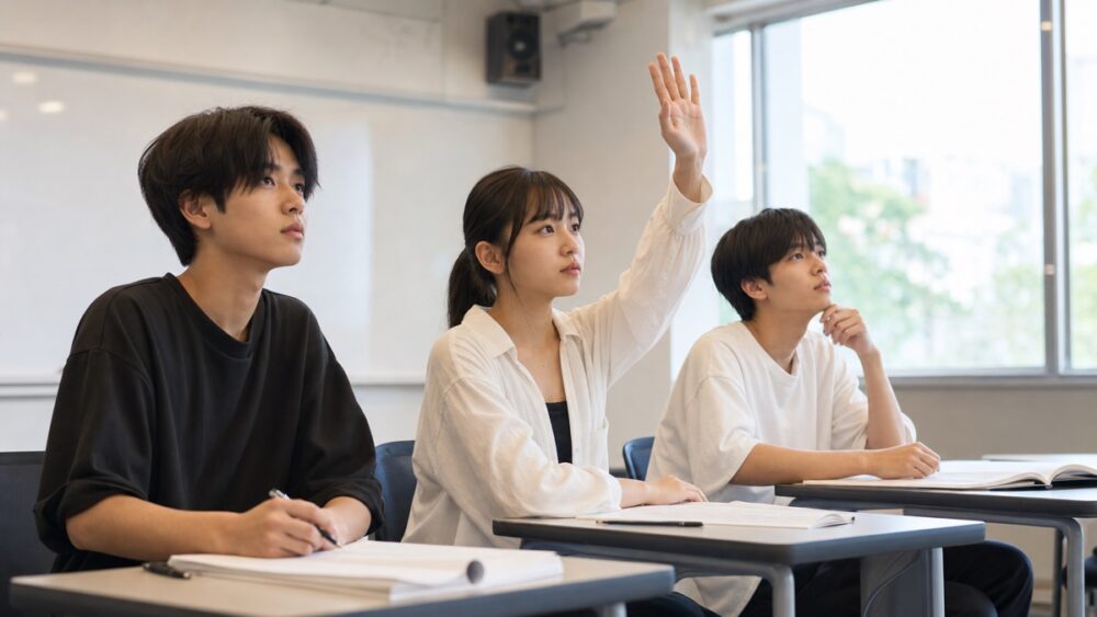声優専門学校の教室で授業を受ける学生たち