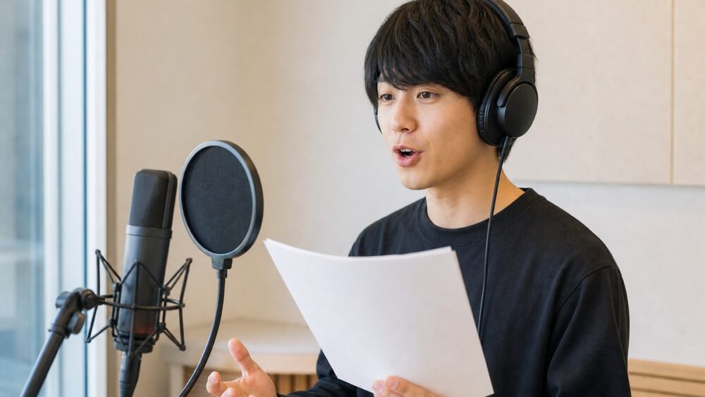 声真似の練習で声の幅を広げる声優志望者の写真