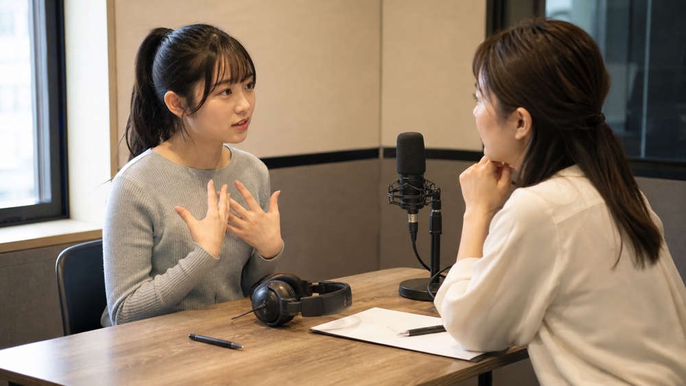 声優養成所の厳しさや不安について講師に相談する受講生のイメージ