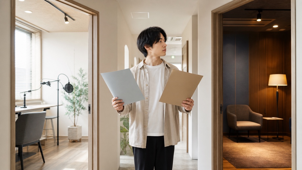 自分に合う声優養成所を比較検討するイメージ
