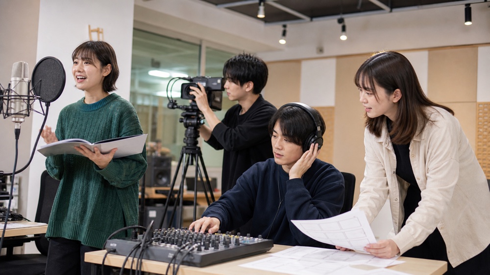 学科横断の学内コラボで作品を制作する専門学校の学生たち