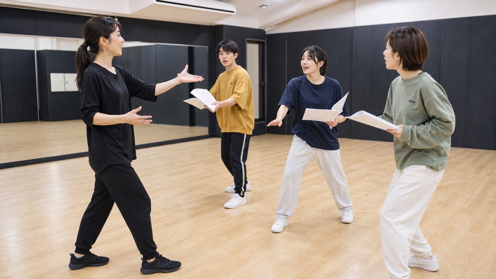 広島の声優養成所をイメージした少人数の演技レッスン風景