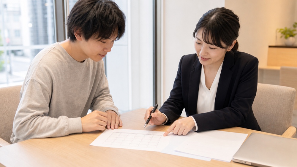 募集時期と応募書類を確認する様子