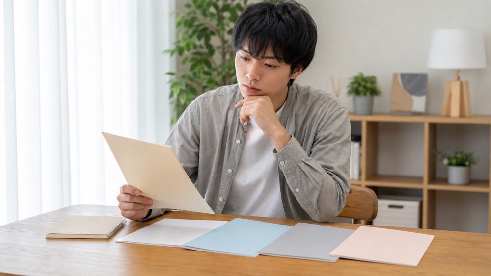 進路の選択肢を前に考え込む声優志望者