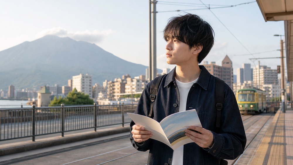 鹿児島の街で声優を目指す進路を考える学生