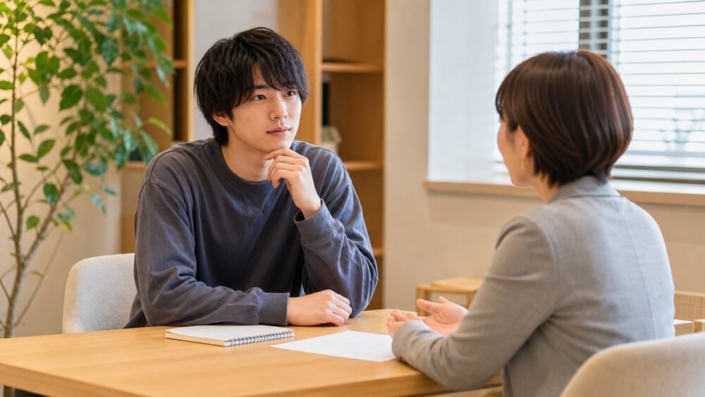 芸能活動の学び方が自分に向いているかアドバイザーへ相談する一般的なイメージ