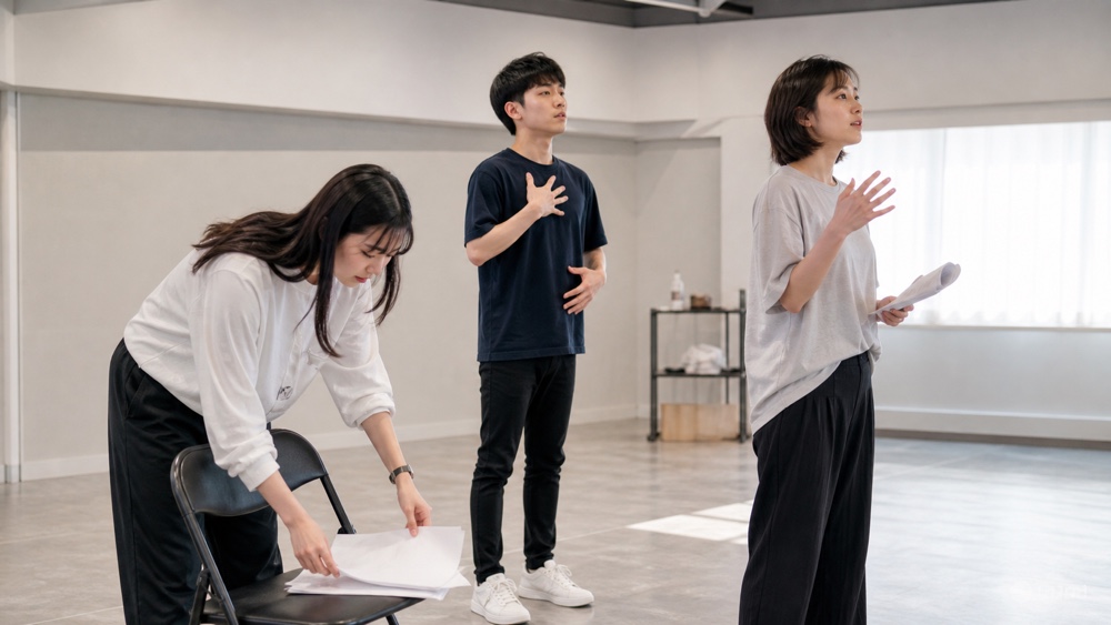 レッスンと発表会の準備をする学生たち