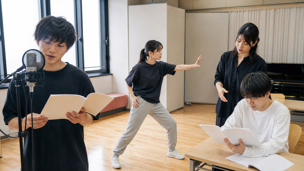 声優の実技と幅広い学びを比較しながら進路を考える学生