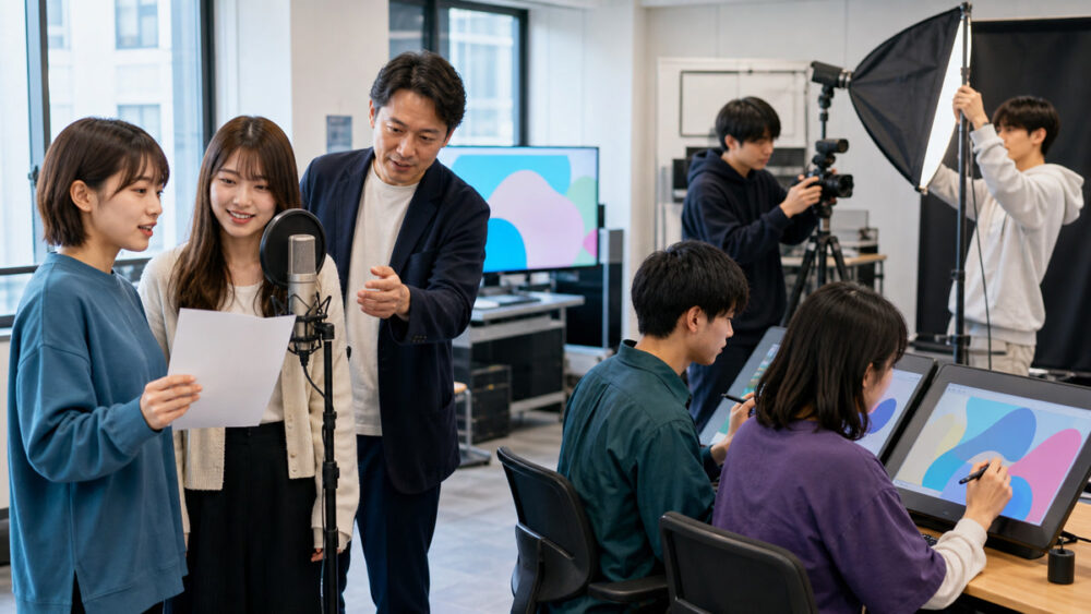 アニメ・映像・デザイン分野の実習を体験して進路を検討する学生