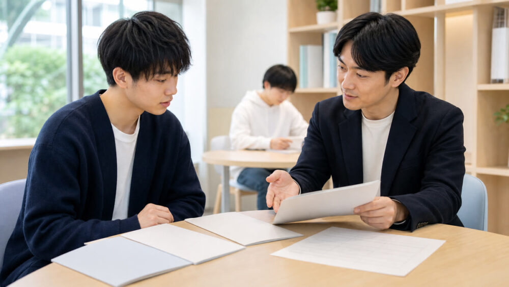 課程の違いを進路相談で確認するゲームスクール志望者