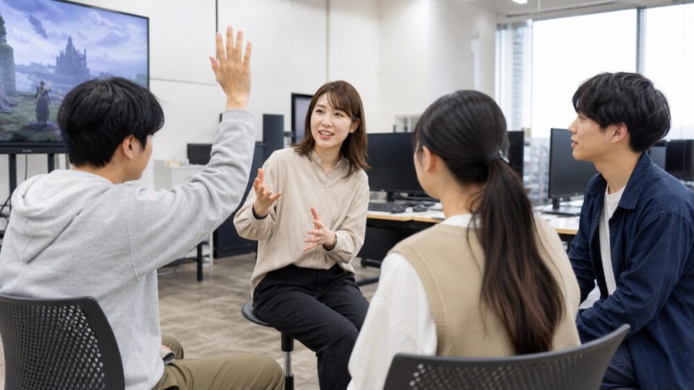 声優スクールの説明会や体験レッスンで質問する学生
