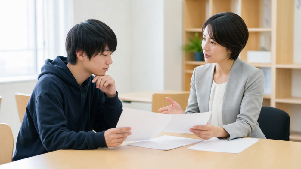 悪い評判の理由を資料で確認するゲームスクール志望者