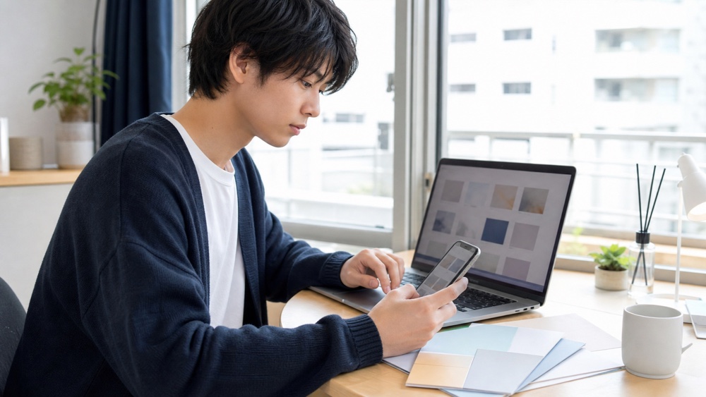 パソコンとスマートフォンで声優を学べる学校を比較する学生