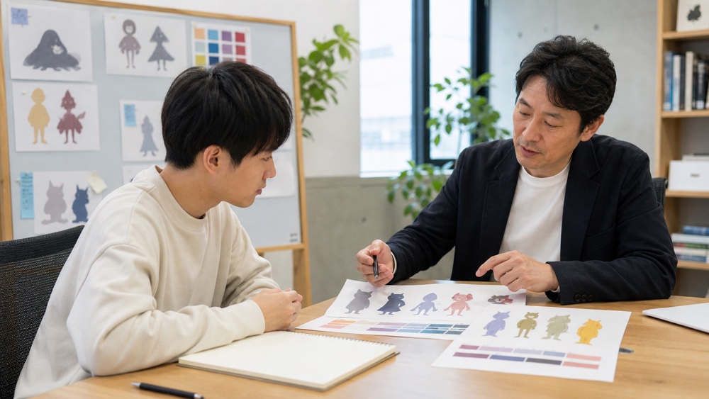 プロデューサー面談でオリジナルキャラクター案を相談するイメージ