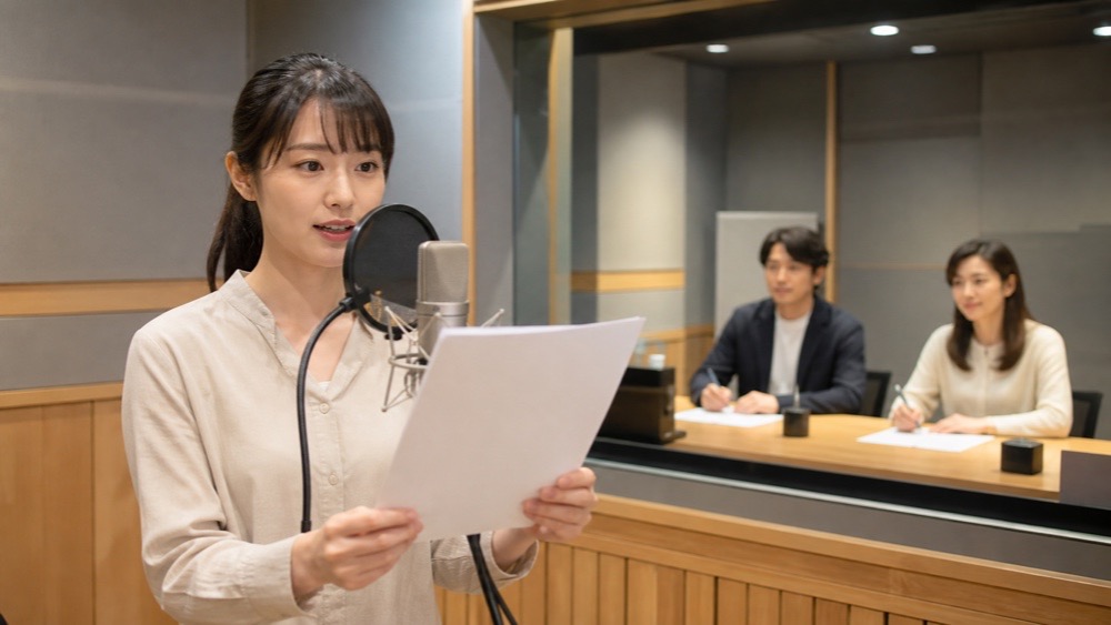 声優オーディションの一次審査と二次審査をイメージした収録スタジオ
