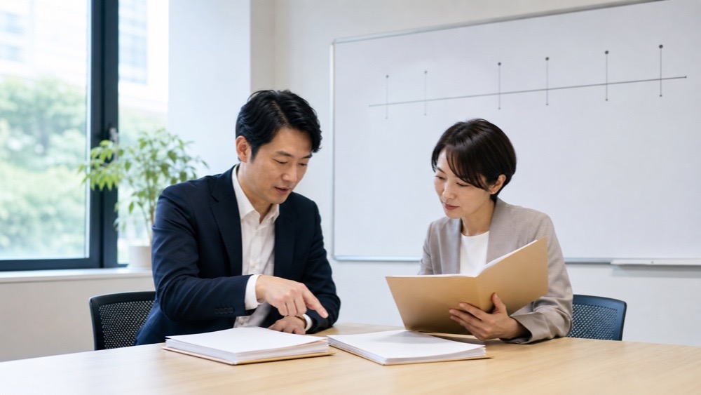 ボイスプラネットの名称変更と運営情報を資料で確認する様子