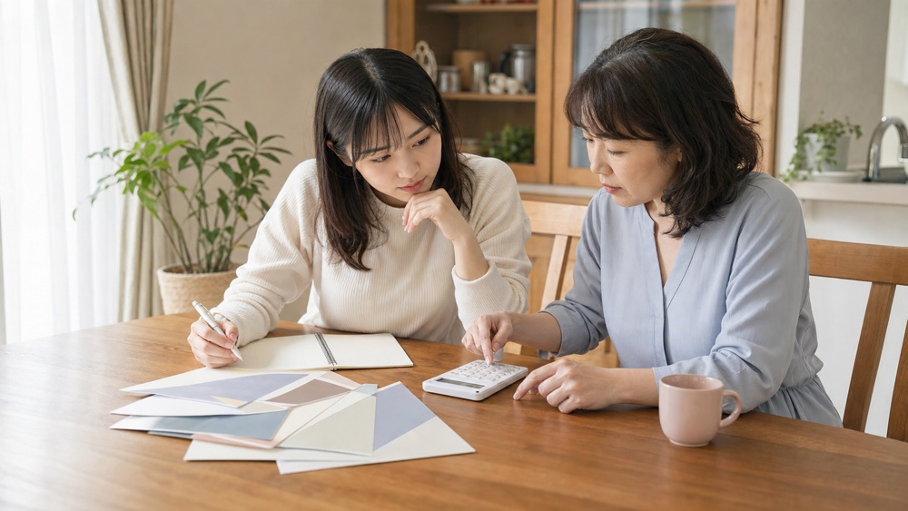 声優養成所の費用を親子で確認する場面