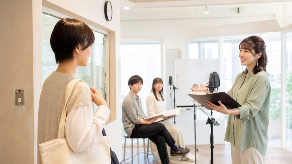 オープンキャンパスの見学で講師の説明を聞く参加者