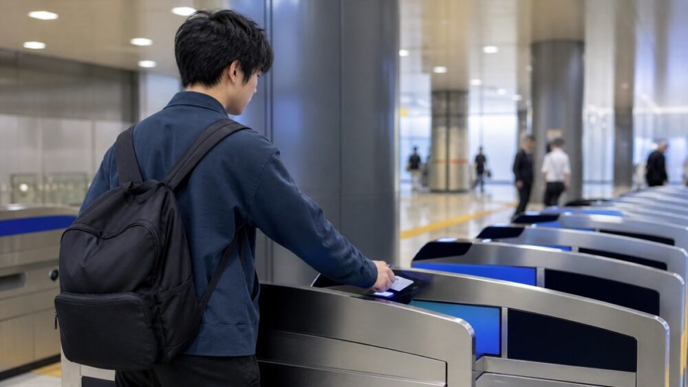 代々木への通学で駅の改札を通る学生