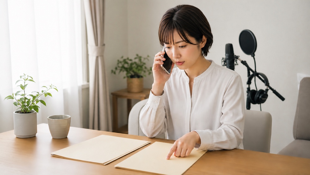 声優養成所へ通う前に条件や注意点を問い合わせて確認するイメージ