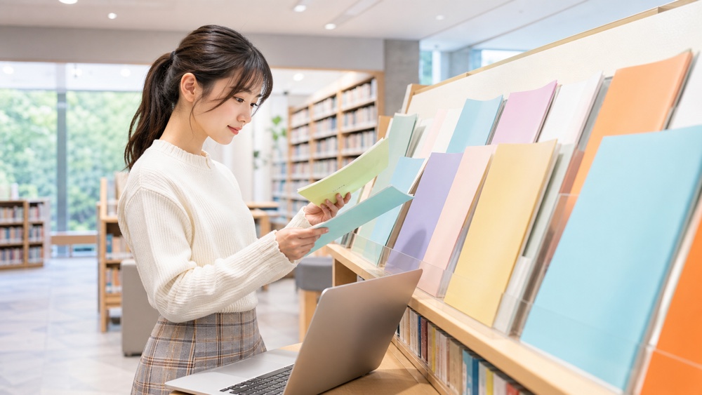 声優専門学校の資料を比較して探す学生