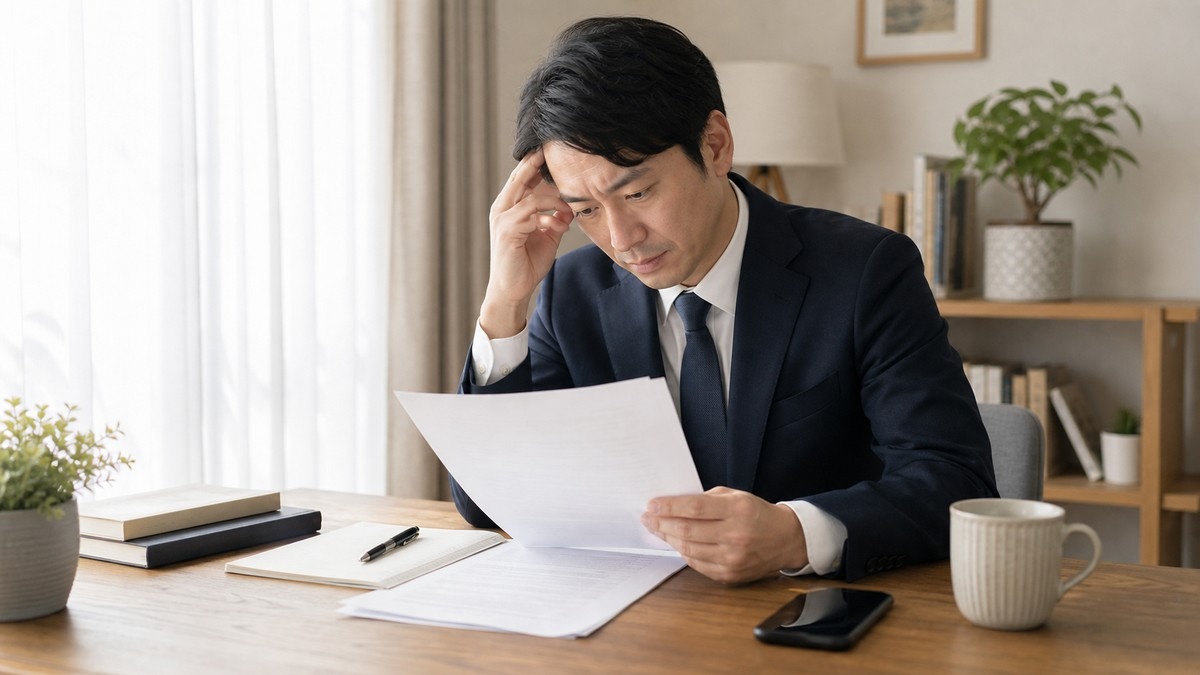 自己紹介文を見直しながら緊張を整える社会人