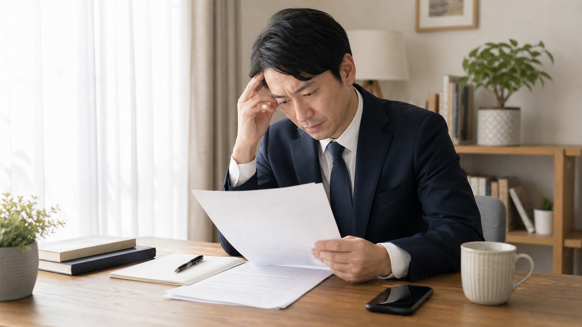 結婚式スピーチ原稿を読み返して準備する社会人