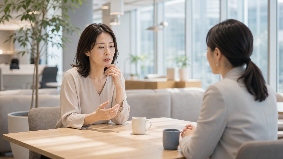会話が続かない悩みを抱えながら相手と向き合う場面
