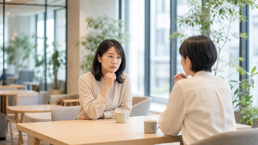 自己開示が苦手な人が会話前に向き合う場面
