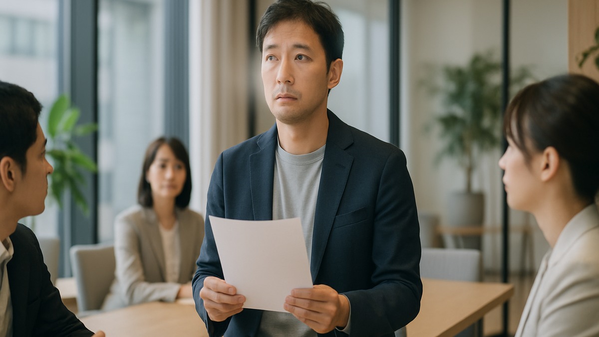 会議中に頭が真っ白になる男性