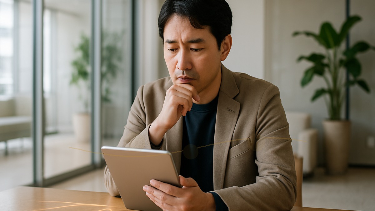 自分の緊張タイプを確認する男性