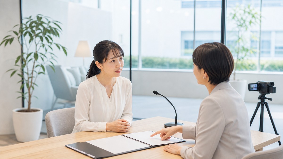 大学名より大切な話し方のフィードバックを受ける女性