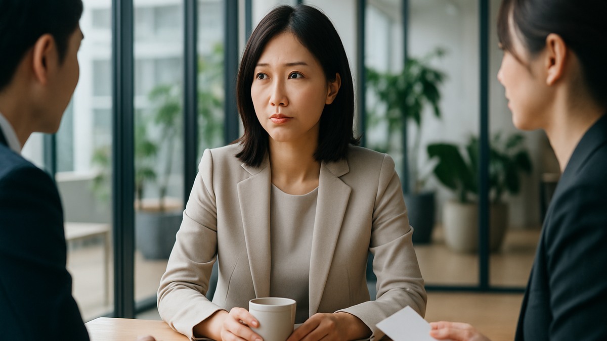 会話が途切れる理由を考える女性