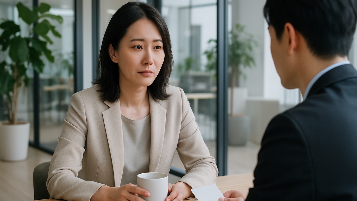 雑談で会話を続ける練習をする女性