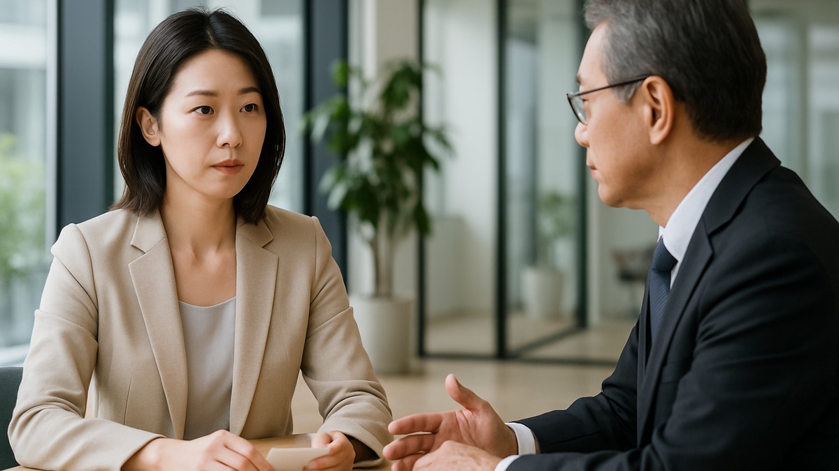 専門家に会話の悩みを相談する女性