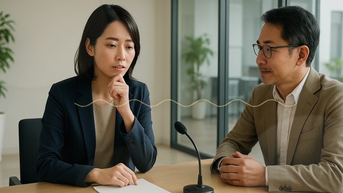 専門家と口癖の言い換えを練習する女性