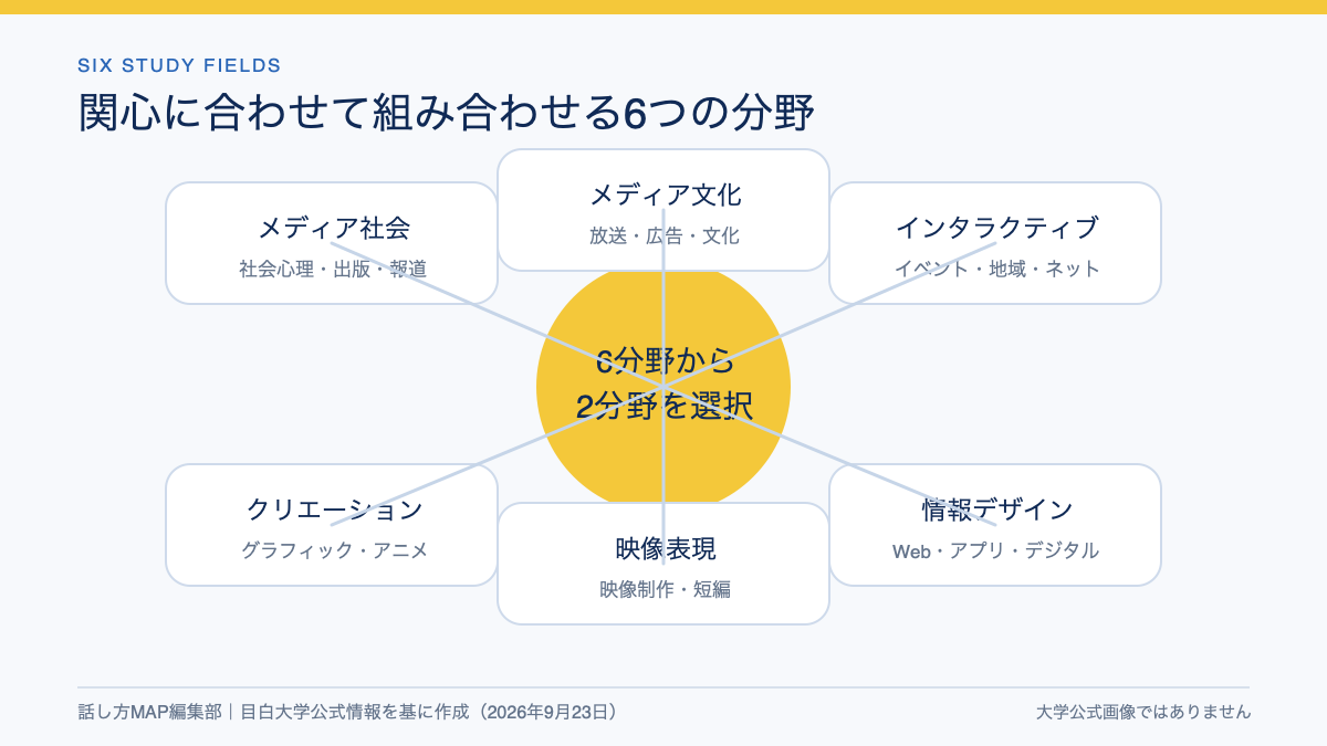 6分野の全体像と、関心に応じて2分野を選ぶ仕組み